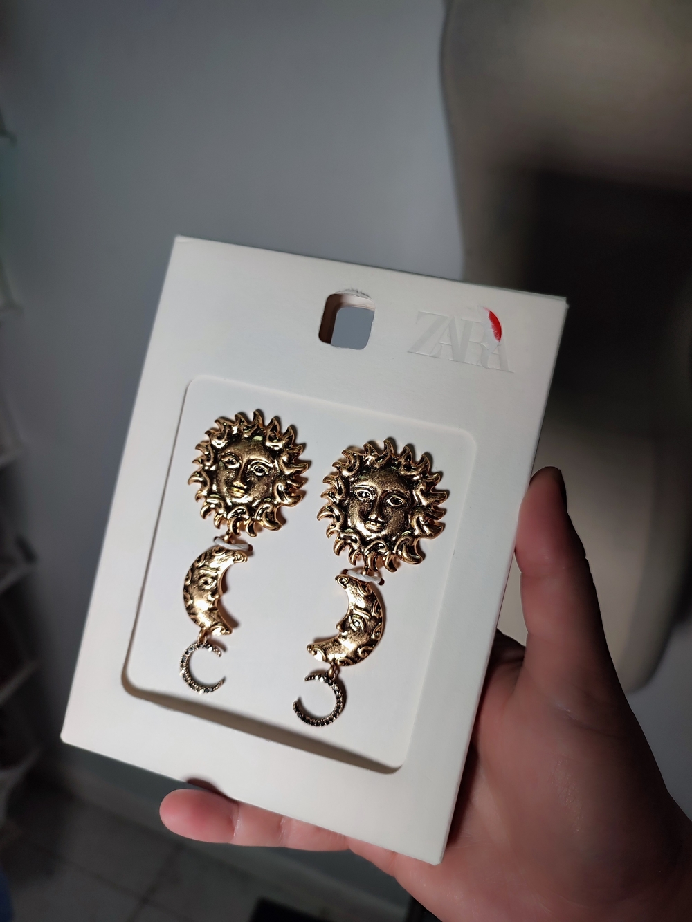 Zara Sun and Moon Earrings Gold NWT
